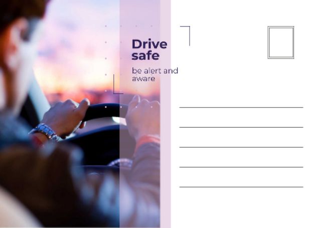 Man driving Car on Sunset Postcard – шаблон для дизайна