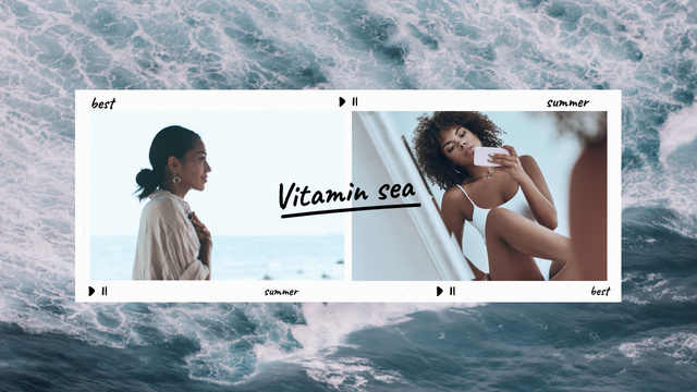 Summer Travelling Inspiration with Young Girls and Sea Waves Youtube Thumbnail Design Template