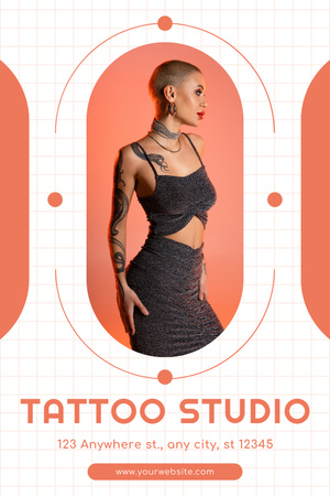 Luovat tatuoinnit Studiossa -palvelutarjous Pinterest Design Template