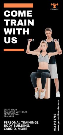 Personal Trainer Helping Woman Train Shoulders Flyer DIN Large – шаблон для дизайна