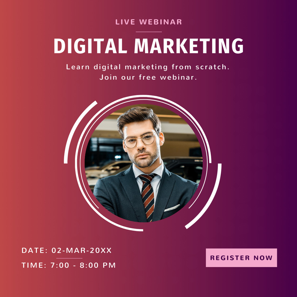 Live Webinar on Digital Marketing LinkedIn post Tasarım Şablonu