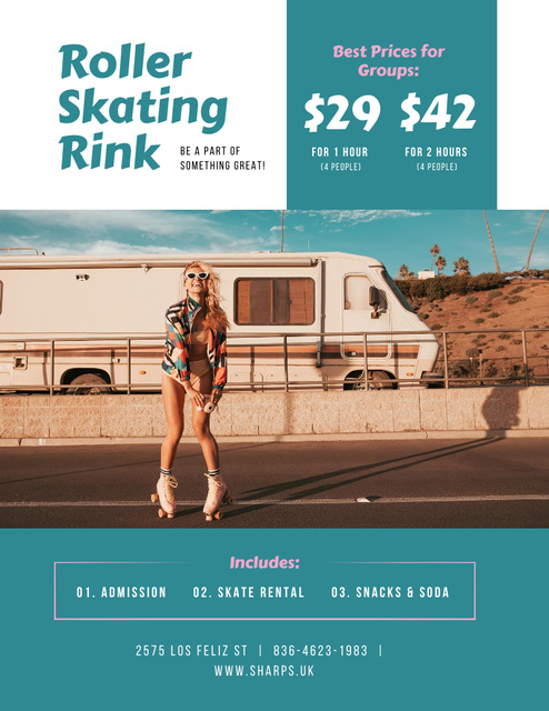 Ontwerpsjabloon van Poster 8.5x11in van Best Roller Skating Rink Offer