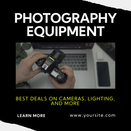 Stunning Photography Equipment Offer With Cameras Animated Post Design Template