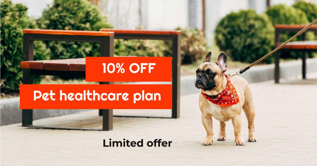 Pet Healthcare offer with French Bulldog Facebook ADデザインテンプレート