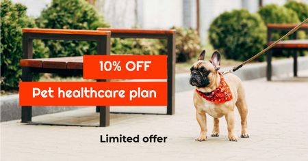 Pet Healthcare offer with French Bulldog Facebook AD Design Template