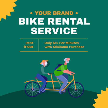 Bike Rental Services with Illustration of Cyclists Instagram Design Template
