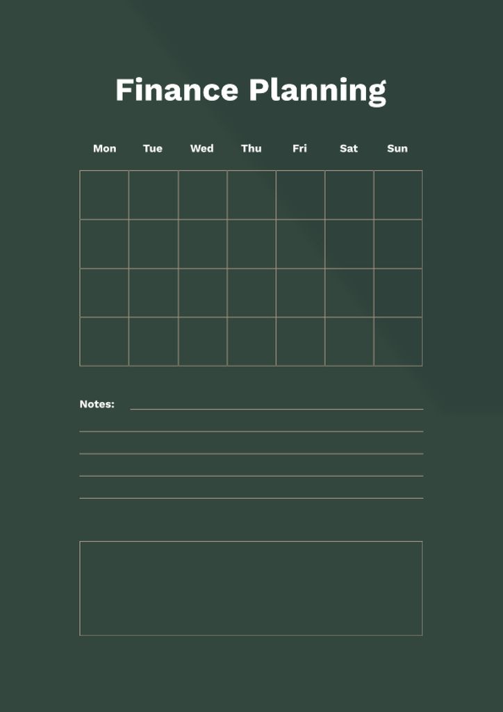 Weekly Finance Planner In Green Schedule Plannerデザインテンプレート
