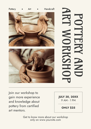 Ontwerpsjabloon van Poster van Advertentie van pottenbakkerij en kunstatelier