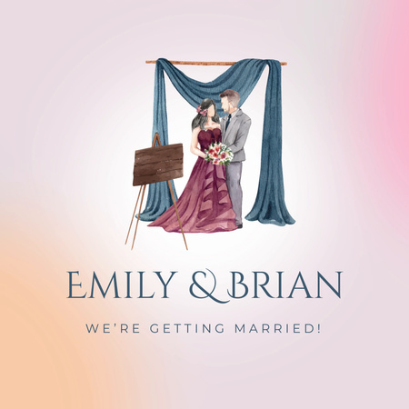 Wedding Event Announcement With Illustration Animated Logo Design Template