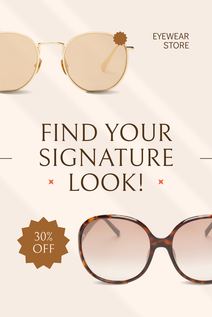 Discount on Sunglasses for Fashionable Looks Pinterest Design Template