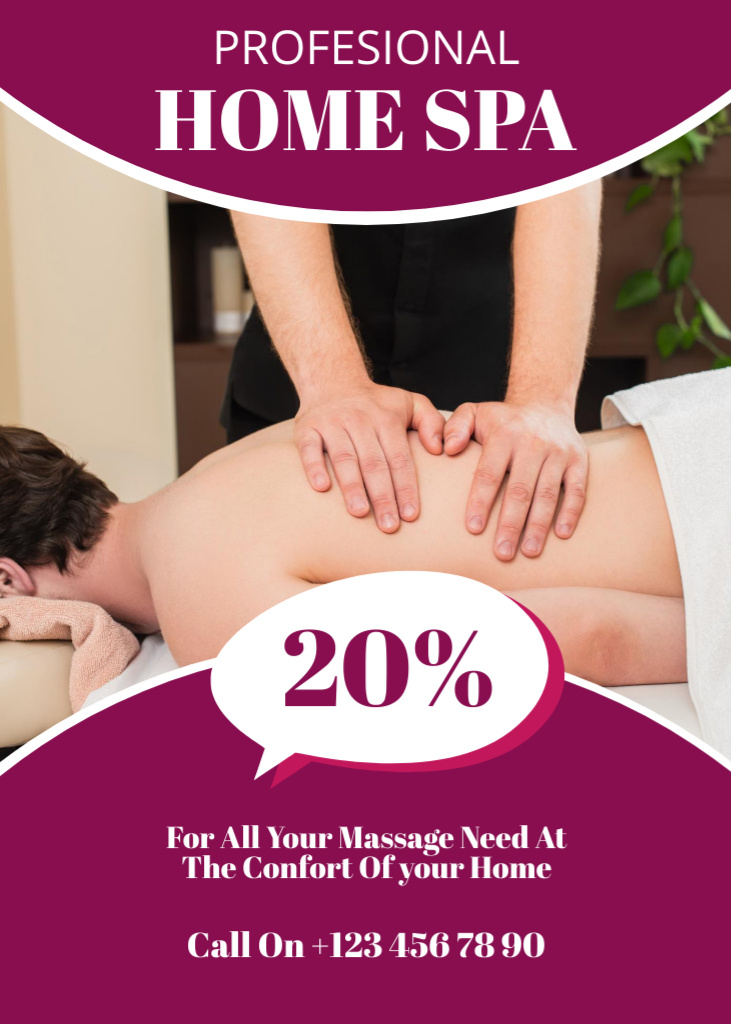 Ontwerpsjabloon van Flayer van Massage Therapy Promotion with Man