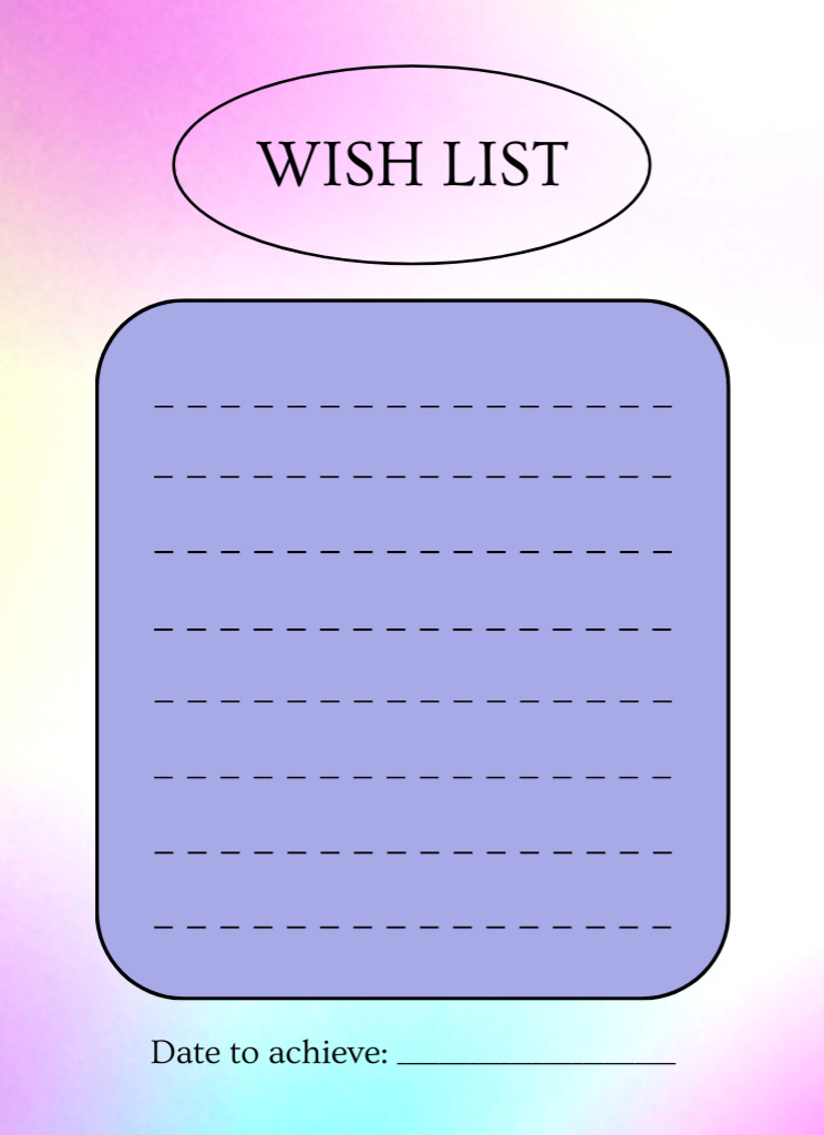 Designvorlage Wish List in Purple für Notepad 4x5.5in