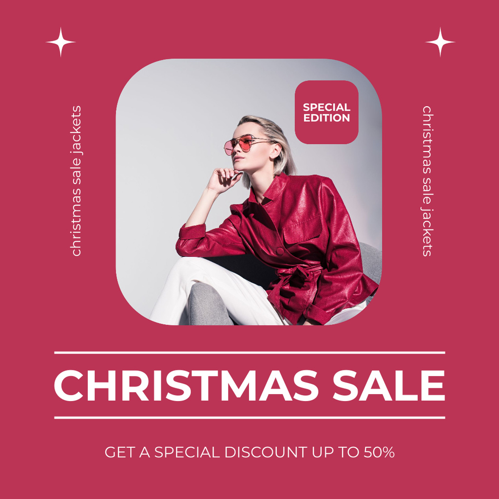 Christmas Sale Announcement with Stylish Woman Instagram Šablona návrhu