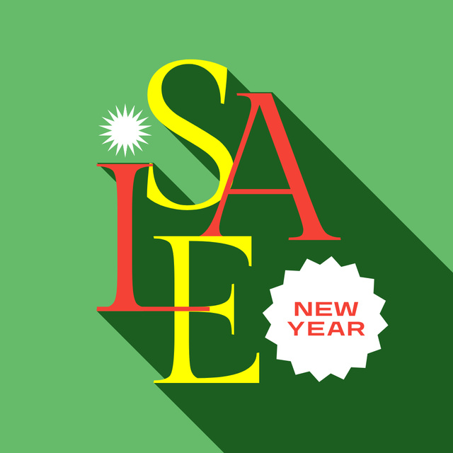 New Year Holiday Sale Offer In Green Animated Postデザインテンプレート
