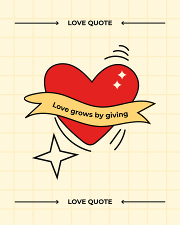 Template di design Citazione d'amore con cuore rosso brillante Instagram Post Vertical