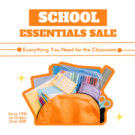 Ad of School Essentials Sale Instagram AD Design Template