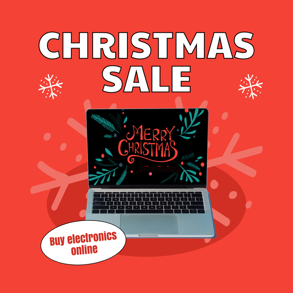 Christmas Electronics Sale Announcement with Laptop Instagram Tasarım Şablonu