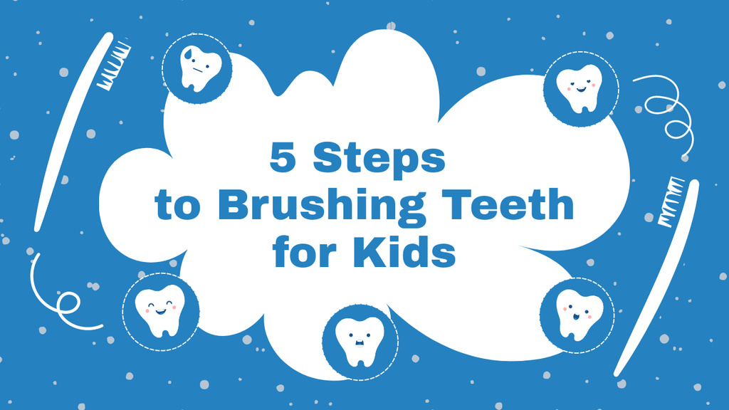 Steps to Brushing Teeth for Kids Youtube Thumbnail Modelo de Design