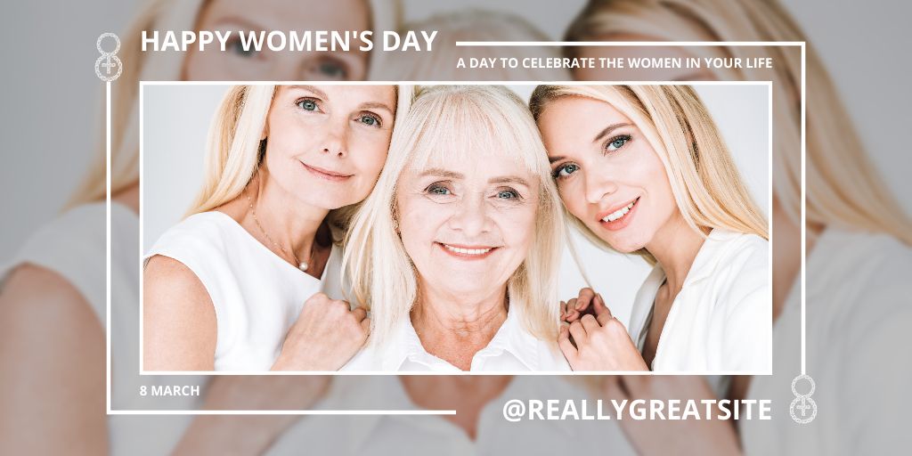 Women of Different Age on International Women's Day Twitter Design Template