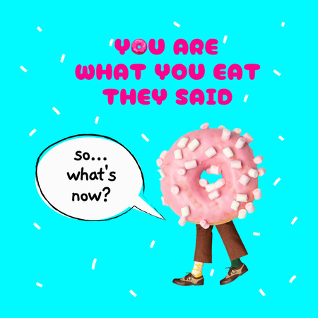 Funny Pink Donut with Legs Instagram Design Template