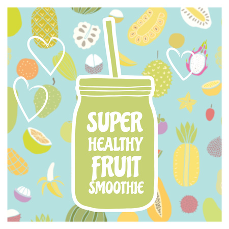 Fruit smoothie illustration Instagram Design Template