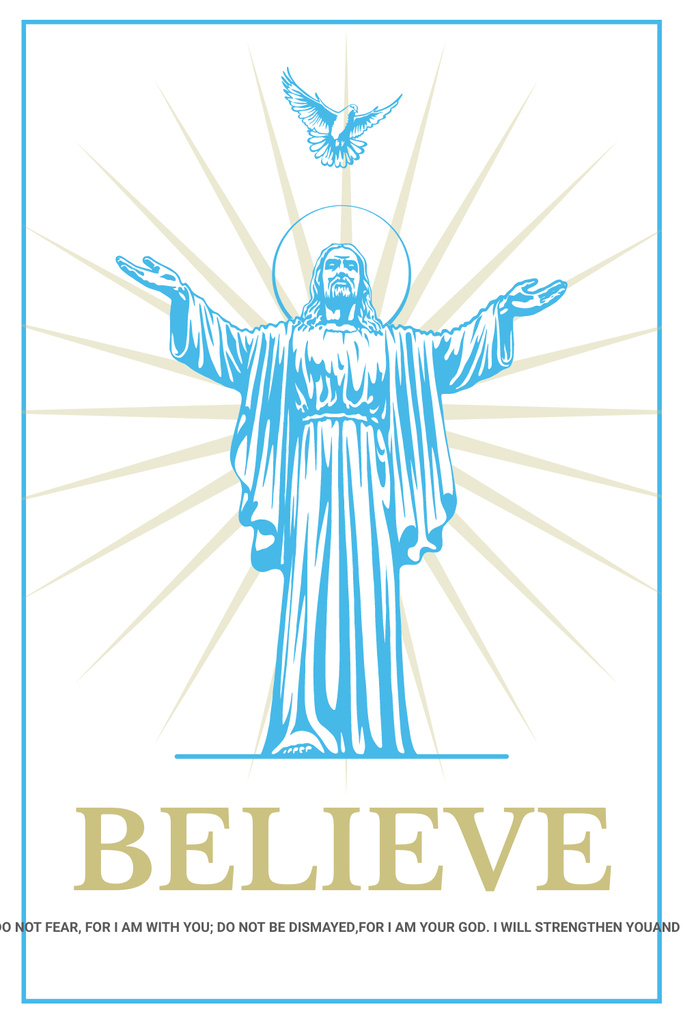 Modèle de visuel Religious Faith with Christ Statue in Blue - Pinterest