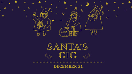 New Year Event Announcement with Cute Santas FB event cover Modelo de Design