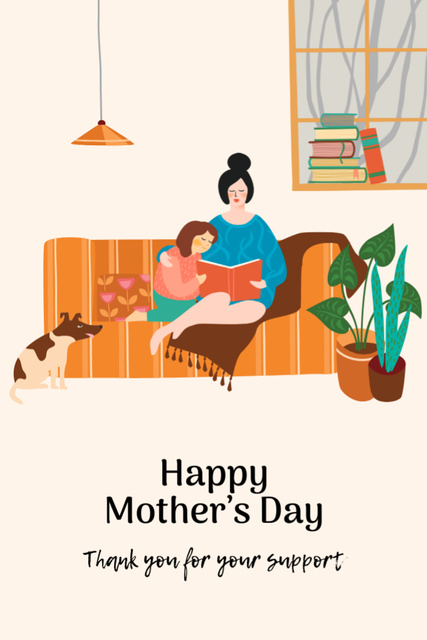 Mother's Day Greeting With Illustration Postcard 4x6in Verticalデザインテンプレート