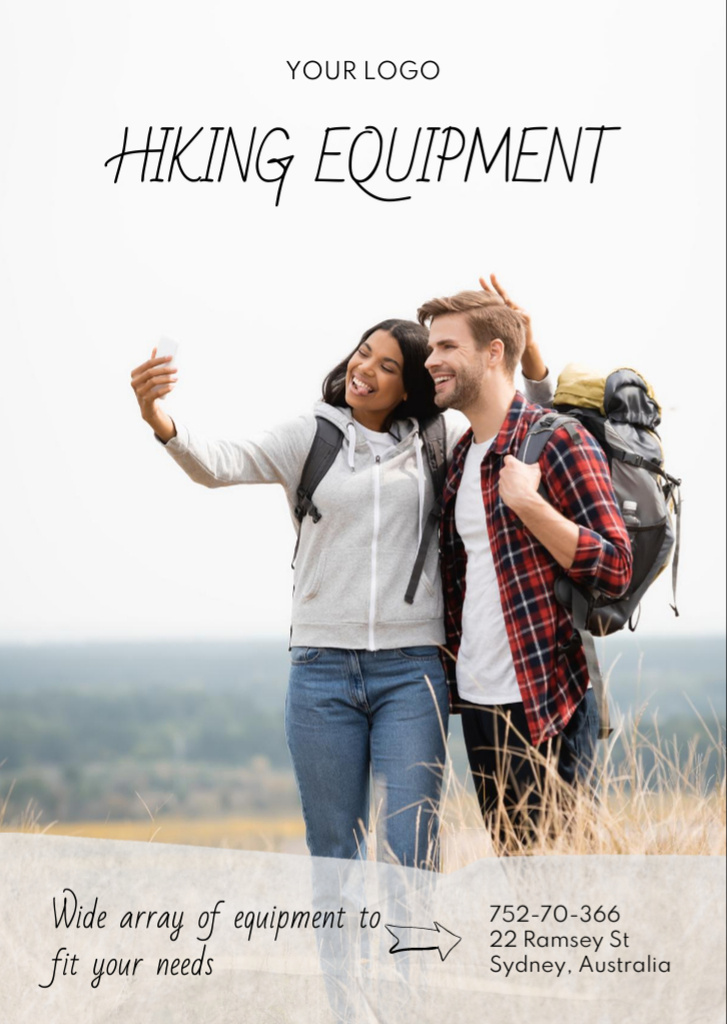 Various Hiking Equipment Sale Offer Flyer A6 Design Template
