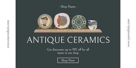 Colorful Ceramic Plates With Discounts Offer Twitter Design Template