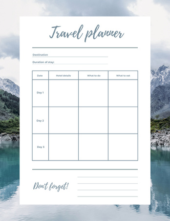 Utazási nyaralás terv hegyi tájjal Notepad 8.5x11in tervezősablon