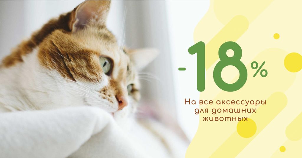 Pet Accessories Discount Offer with Cute Cat Facebook AD – шаблон для дизайна