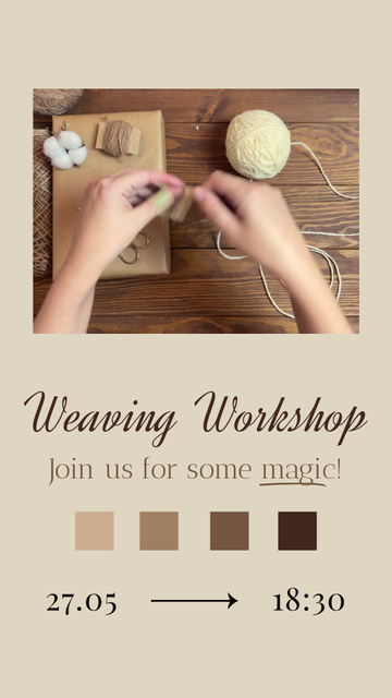Weaving Workshop Announcement With Thread Instagram Video Story Modelo de Design
