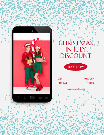 Designvorlage July Christmas Discount Announcement für Flyer 8.5x11in