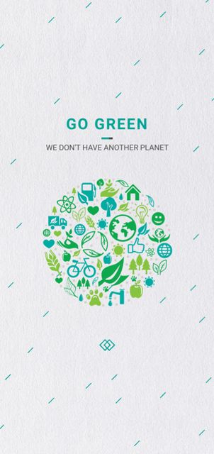 Ecology Concept with Green Nature Icons Flyer DIN Large Design Template