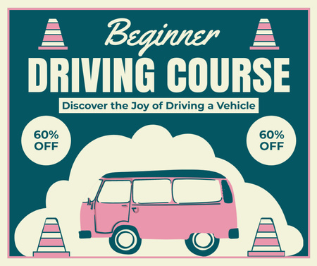 Platilla de diseño Beginner Level Driving Course On Bus With Discount Facebook