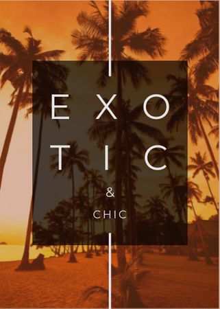 Designvorlage Exotic Tropical Resort Palms in Orange für Flayer
