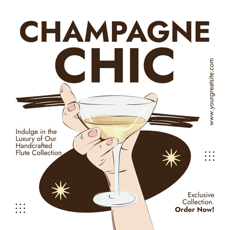 Exclusive Champagne Glassware Collection Offer Instagram AD Design Template