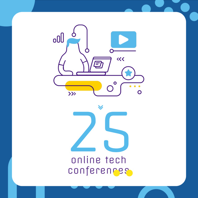 Online Conference invitation with Man at workplace Animated Post – шаблон для дизайна