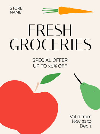 Fresh Veggies And Fruits With Special Sale Offer Poster US Design Template