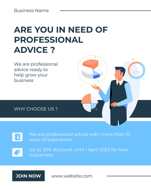 Professional Business Development Advice Instagram Post Vertical Tasarım Şablonu