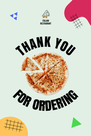 Gratitude for Ordering Pizza in Restaurant Postcard 4x6in Vertical Design Template