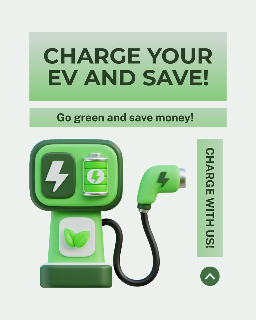 Special EV Charging Offer in Green Instagram Post Vertical Modelo de Design