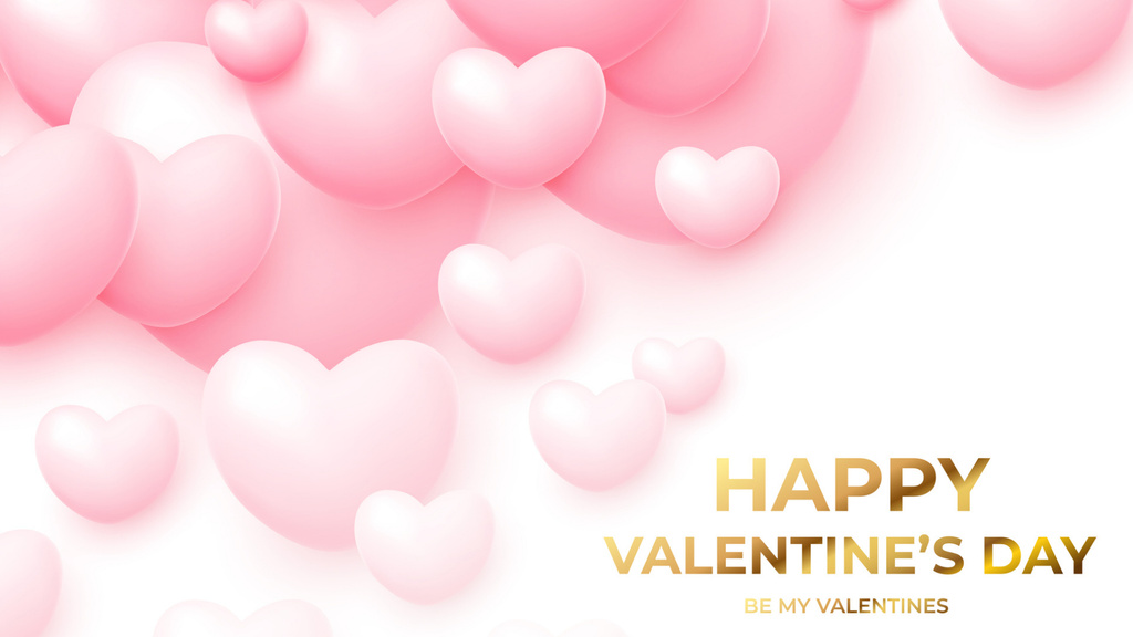 Valentine's Day Greeting with Lot of Pink Hearts Zoom Background Tasarım Şablonu