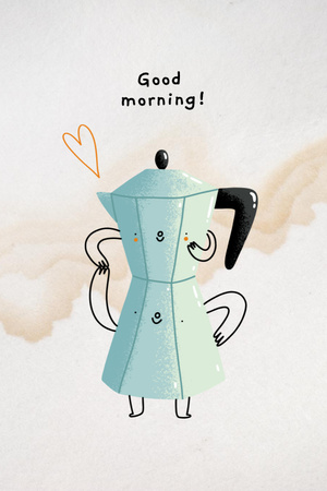 Cute Teapot wishes Good Morning Pinterest Design Template