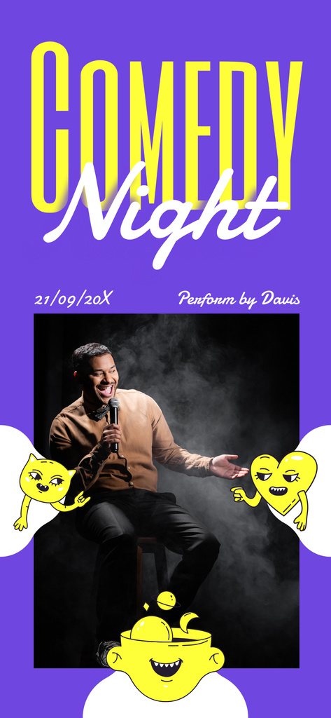 Young Man performing on Comedy Night Event Snapchat Moment Filter Modelo de Design