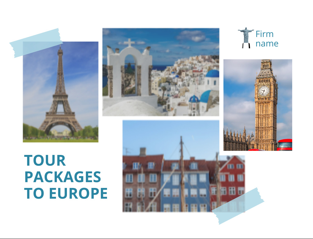 Plantilla de diseño de Offer of Tour Packages To Europe With Sightseeing Postcard 4.2x5.5in 