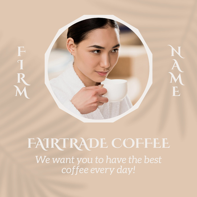 Young Woman Holding Cup of Coffee Animated Postデザインテンプレート