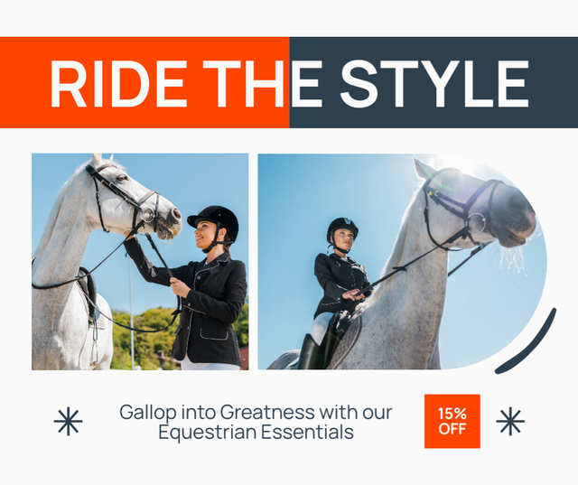 Designvorlage Stylish Equestrian Essentials At Reduced Price für Facebook
