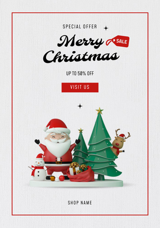 Christmas Discount For Gifts Under Tree Postcard A5 Vertical Tasarım Şablonu